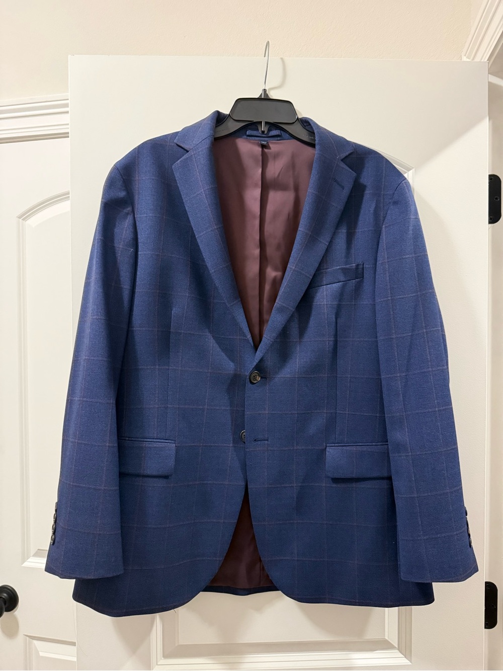 Jos. A. Bank Navy Windowpane Sport Coat with Maroon Lining